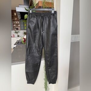 Miou Muse Black Faux Leather Jogger Pants NWT
